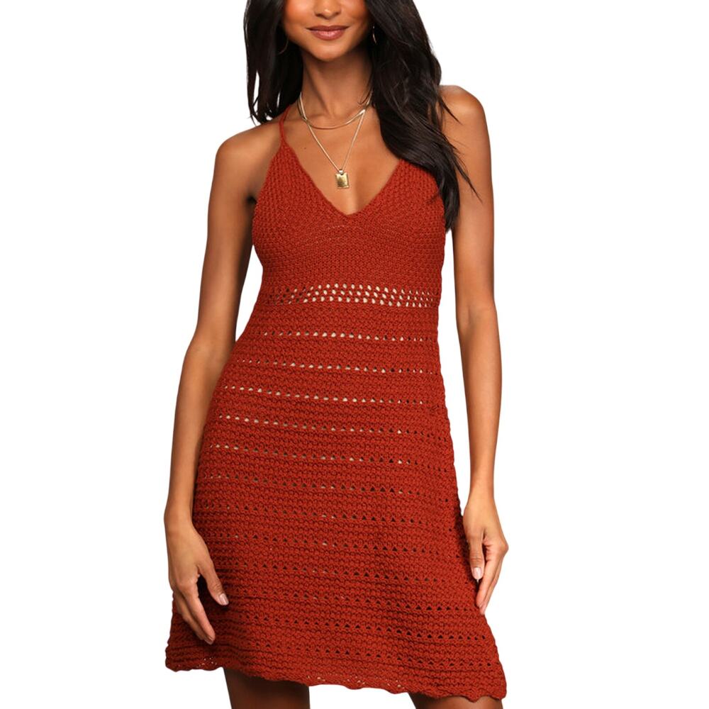 Lulus Boho Rust Orange Mojave Muse Dress Size S